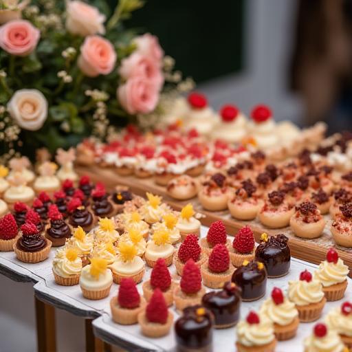 Mesa de postres para un evento de catering